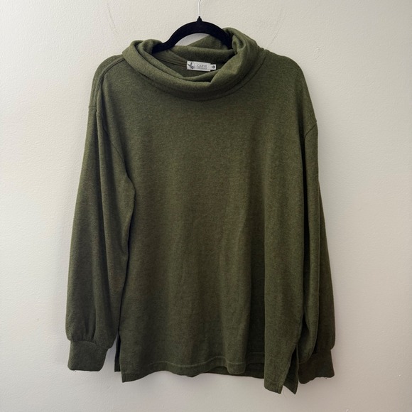 Carve Designs Olive Green Cowl Neck Pullover Top Long Sleeve Women's Size L - Picture 1 of 8